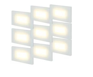 Kit 9 Segnapassi LED in vetro da Incasso per Scatola 503 CCT 3000K 4000K 6500K IP65 Esterno Interno 220V 4W 150 Lumen - Luce Selezionabile per Scale, Pareti, Muri, Vialetti - Moderno (Bianco)