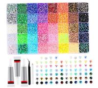 Kit abbagliante di strass in resina da 32000 pezzi con 3 pezzi di colla da 10 ml, kit abbagliante di strass colorati da 0, 3 cm per abiti artigianali, tazze, scarpe, tessuto, nail art, 40 colori