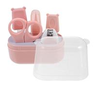 Kit Abs e Acciaio Inox Rosa Tagliaunghie in Ragazzo Ragazza | Forbicina, Lima, Pulisciorecchie e Pinzetta, Astuccio Incluso, Forma Simpatica