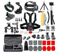 Kit Accessori 60 In 1 per Action Camera, con Custodia Impermeabile, Supporto per Petto, Supporto per Casco, Bastone per Selfie, Supporto per Manubrio, per GoPro Hero 12/11/10/9/8/7/Max, DJI Osmo