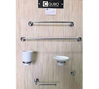 KIT ACCESSORI BAGNO 7 PEZZI CQUBO ATENE IN OTTONE E CERAMICA 100% MADE IN ITALY