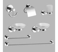 KIT ACCESSORI BAGNO 7 PEZZI SERIE CAROL Cromo vetro Accessori Bagno