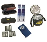 kit accessori carpfishing astuccio 6 terminali borsa termica stopper aghi boiles