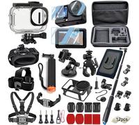 Kit accessori compatibile con DJI OSMO Action 6, custodia impermeabile, pellicola protettiva in vetro temperato, manico bobber galleggiante, grande borsa per il trasporto, supporto per torace/testa