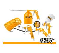 Kit 5 accessori compressore completo manometro pistola aerografo e flessibile