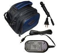 hqrp Kit accessori per JVC Gr GZ Serie - Custodia Nylon HD nera + Adattatore AC
