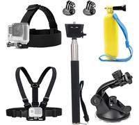Kit Accessori per Action Cam, Supporto da Petto Fascia Testa Impugnatura Galleggiante Bastone Selfie Monopiede Supporto a Ventosa Compatibile con GoPro Hero 13 12 11/Akaso/DJI Osmo Action/Insta360