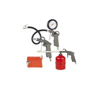 Kit accessori per compressori composto da 4 pezzi: pistola: Lavaggio,soffiaggio, gonfiaggio e spirale elastica 5 m - Globex