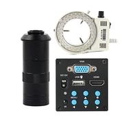 Kit Accessori per microscopio Camera microscopio Video da 1/2 "1080p 10 0X 130x 180x 200x 300x 500x C Lens Mount Zoom Vetrini per microscopio (Color : 100x Lens with Light)