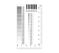 Kit accessori per microscopio Misurare il sovrano del righello del film trasparente del passaggio Diametro dei punti: 0,05-2,0 mm.Spessore della linea: 0,03-2,2 mm.Dimensione: 90x55mm. Materiale: anim