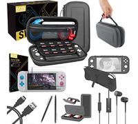 Kit Accessori per Nintendo Switch Lite - Include: Custodia e Pellicola Protettiva Switch Lite, Grip Case Cover, Cavo USB, Cuffie, e altri accessori Switch Lite (Grigio)