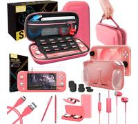 Kit Accessori per Nintendo Switch Lite - Include: Custodia e Pellicola Protettiva Switch Lite, Grip Case Cover, Cavo USB, Cuffie, e altri accessori Switch Lite [Corallo]