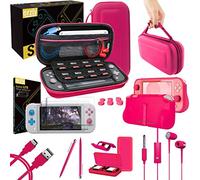 Kit Accessori per Nintendo Switch Lite - Include: Custodia e Pellicola Protettiva Switch Lite, Grip Case Cover, Cavo USB, Cuffie, e altri accessori Switch Lite (Rosa)