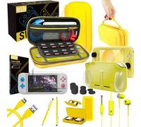 Kit Accessori per Nintendo Switch Lite - Include: Custodia e Pellicola Protettiva Switch Lite, Grip Case Cover, Cavo USB, Cuffie, e altri accessori Switch Lite (Giallo)