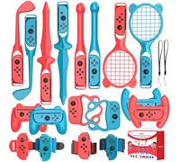 Kit Accessori Switch 18-in-1 per Nintendo Switch e Switch OLED - Set Completo per Giochi Sportivi, Family Party Pack per Bambini - Accessori di Gioco Multifunzione per Switch Sports