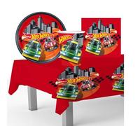 Kit Accessori Tavola Hot Wheels 40 persone per allestire la tavola del compleanno del tuo bambino o della tua bambina con la linea di modellini di automobili più famosa al mondo