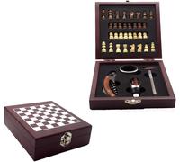 Kit Accessori Vino Gioco Scacchi Cavatappi Anello Anti goccia Tappo e Termometro