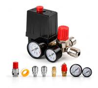 Kit Accessorio di Ricambio per Compressore ad Aria, Pressostato per Compressore ad Aria 220V, Kit Regolatore di Pressione, Raccordi G1/4, Manometri Inclusi, per Officina Professionale