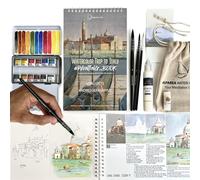 Kit acquerello (completo) con Artbook creativo fai da te tavolozza colori acquerello Isparea Come colorare acquerello Sketchbook come dipingere per numeri