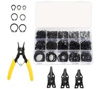 Kit ad anello a scatto esterno 456pc con pinze M3-M25 anelli di fissaggio a c-clip rivestiti di ossido nero per il montaggio dell'albero, i cuscinetti e le parti automobilistiche
