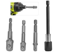 Kit adattatore a 3 prese, adattatore a presa,chiave di conversione chiave a bussola quadrata da 1/4", 1/2", 3/8" per adattatore dado per cacciavite a batteria con prolunga per trapano esagonale da 1/4