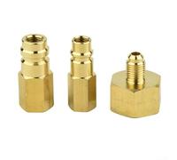Kit adattatore CA R134a, 3 pezzi, in ottone massiccio da W21,8 a 1/4" SAE convertitori filettati per R12, raccordi per aria condizionata auto a bassa e alta pressione
