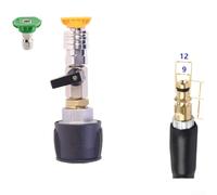 Kit adattatore idropulitrice 1/4 Quick Connect con ugello giallo verde - girevole anti-groviglio a 360° per - Raccordo per tubo ad alta pressione 15 cm (A)
