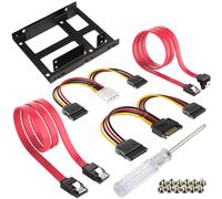 Kit adattatore per alloggiamento unità da 2,5" a 3,5" con convertitore, vassoio di montaggio per HDD e SSD + cavo di prolunga di alimentazio