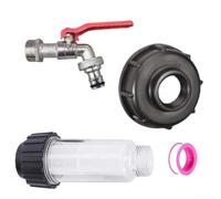 Kit adattatore per borsa Ibc con coperchio e filtro argento rosso in lega di zinco ottone a prova di perdite Connettore per rubinetto dell'acqua da giardino ad alto flusso per sistema di irrigazione