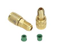 Kit Adattatore Refrigerante 5/16SAE 1/4SAE Dal Design Pratico e Bello, Prestazioni Affidabili, 2 Adattatori con Anelli, Adatto per Tecnici HVAC, Materiale in Rame Premium