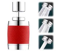 Kit adattatore rubinetto, Aeratore for rubinetto da cucina girevole Multi 360 antispruzzo 3 modalità di flusso Risparmio idrico Misura universale(Red)