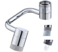 Kit adattatore rubinetto, Prolunga for aeratore for lavello con doppio getto/flusso girevole a 360°, acciaio/ottone, argento(Double)