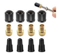 Kit adattatore valvola Dunlop e Sclaverand a valvola Schrader, 12 pezzi, 4 x DV + SV a valvola AV, 4 x cofano auto, 4 x cofano Presta, adattatore valvola bicicletta, adattatore valvola ruota Presta