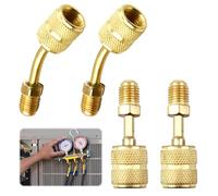 Kit Adattatori R410A 5/16" SAE Femmina a 1/4" SAE Maschio per Condizionatori d'Aria HVAC,R410A Connettore Adattatore, Adattatore R410A per condizionatori, 2 Adattatori Diritti + 2 Adattatori Angolati