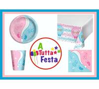 KIT ADDOBBI FESTA BABY SHOWER X8X16X24X32X40 PERSONE PIATTI BICCHIERI TOV