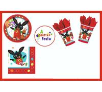 KIT ADDOBBI FESTA COMPLEANNO BING X8X16X24X32X40 PERSONE PIATTI BICCHIERI