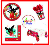 KIT ADDOBBI FESTA COMPLEANNO BING X8X16X24X32X40 PERSONE PIATTI BICCHIERI