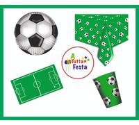 KIT ADDOBBI FESTA COMPLEANNO CALCIO x10x20x30X40 PERSONE PIATTI BICCHIERI TOVA
