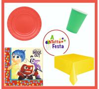 KIT ADDOBBI FESTA COMPLEANNO INSIDE OUT X8X16X24X32X40 PERSONE PIATTI BIC