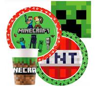 Kit addobbi festa compleanno Minecraft X8X16X24X32X40X48X96 Persone piatti