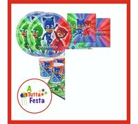 KIT ADDOBBI FESTA COMPLEANNO PJ Masks PIGIAMINI X8X16X24X32X40 PERSONE PIATTI