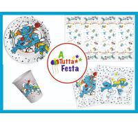 KIT ADDOBBI FESTA COMPLEANNO PUFFI X8X16X24X32X40 PERSONE PIATTI BICCHIERI
