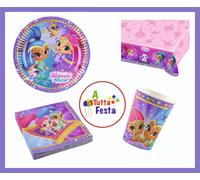 KIT ADDOBBI FESTA COMPLEANNO SHIMMER & SHINE X8X16X24X32X40 PERSONE PIATTI BI