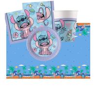 Kit addobbi festa compleanno Stitch X8X16X24X32X40X48 Persone piatti bicchieri