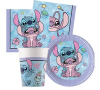 Kit addobbi festa compleanno Stitch X8X16X24X32X40X96 Persone piatti bicchieri