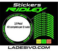 Kit adesivi cerchi bici bdc RIDLEY colore FLUO 12 pezzi 41cm x 3,1