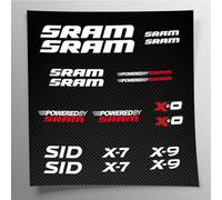 Kit adesivi compatibile con SRAM telaio MTB Mountainbike e casco | Base Vinile Trasparente FACILE APPLICAZIONE Stampa UV | Stickersland® (Bianco)