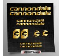 Kit adesivi compatibile con telaio Cannondale V2 MTB Mountainbike e casco | decals sticker Decalcomanie bici scritte loghi | Stickersland® (Oro Lucido Metallizzato)