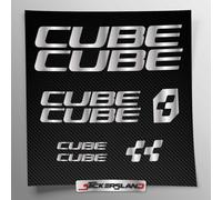 Kit adesivi compatibile con telaio Cube MTB Mountainbike e casco | decals sticker Decalcomanie bici scritte loghi | Stickersland® (Argento Lucido Metallizzato)