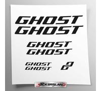 Kit adesivi compatibile con telaio Ghost MTB Mountainbike e casco | decals sticker Decalcomanie bici scritte loghi | Stickersland® (Nero Lucido)